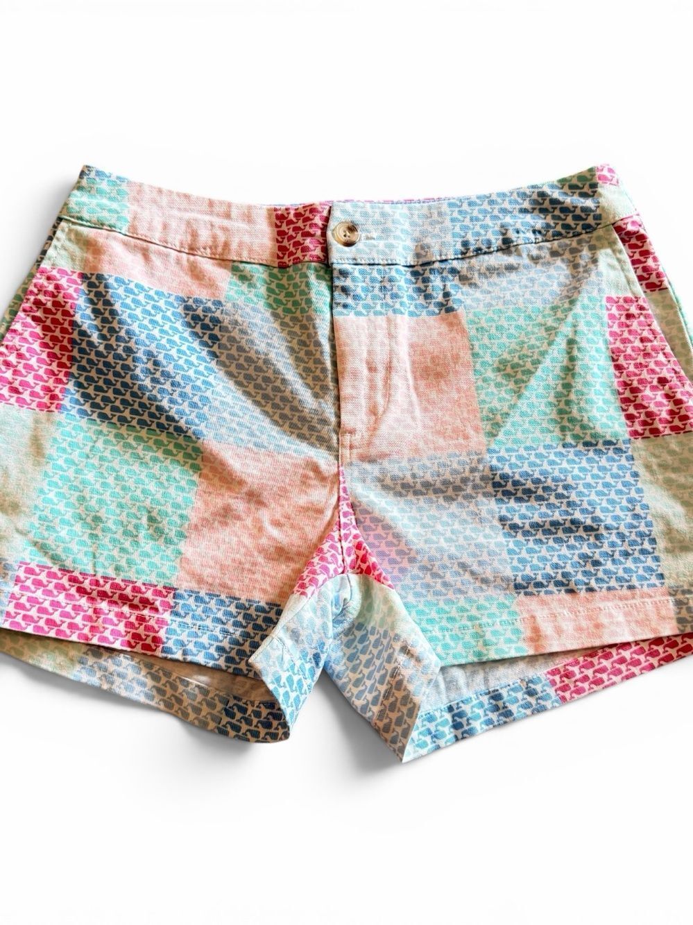 Vineyard Vines for Target Mid-Rise Patchwork Whale Shorts Pink Blue SZ 2 # 2640